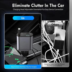 120W 4-in-1 Retractable Fast Car Charger | Type-C & iPhone Compatible