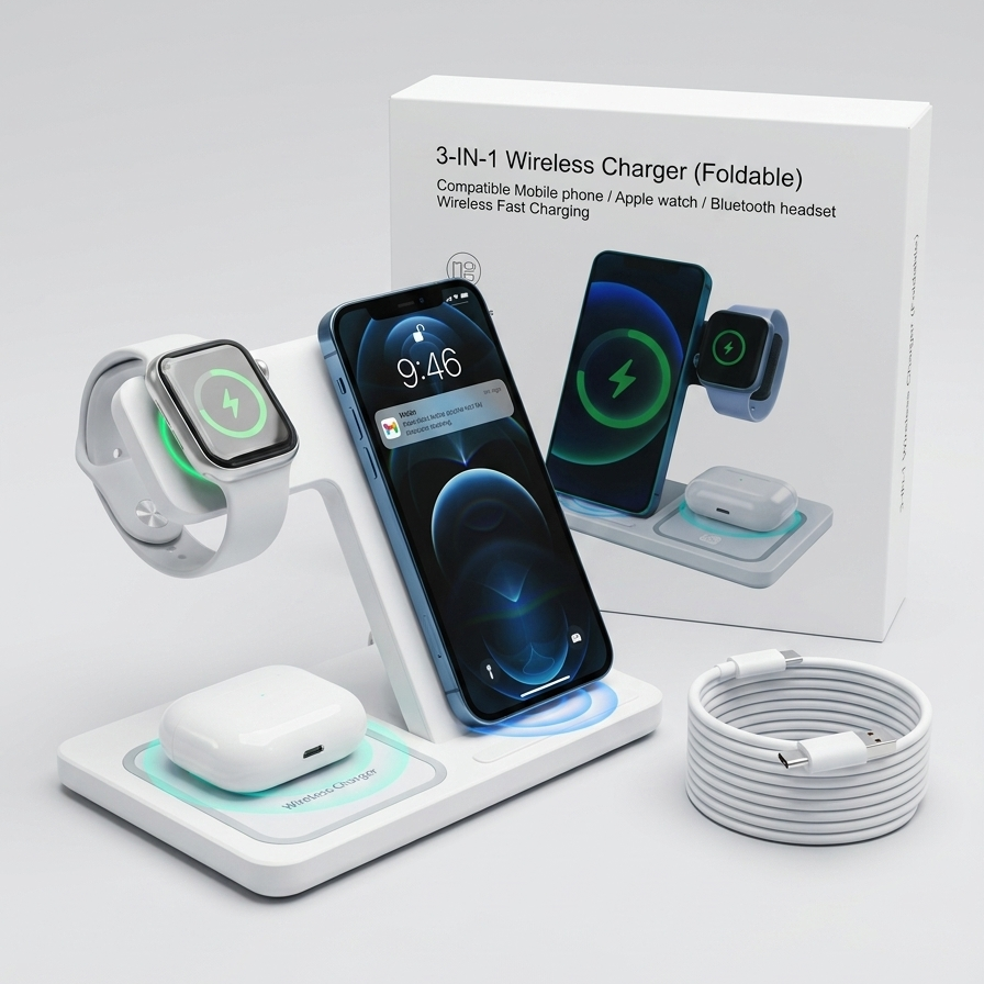 3-in-1 Foldable Wireless Charger – Fast Charging Station